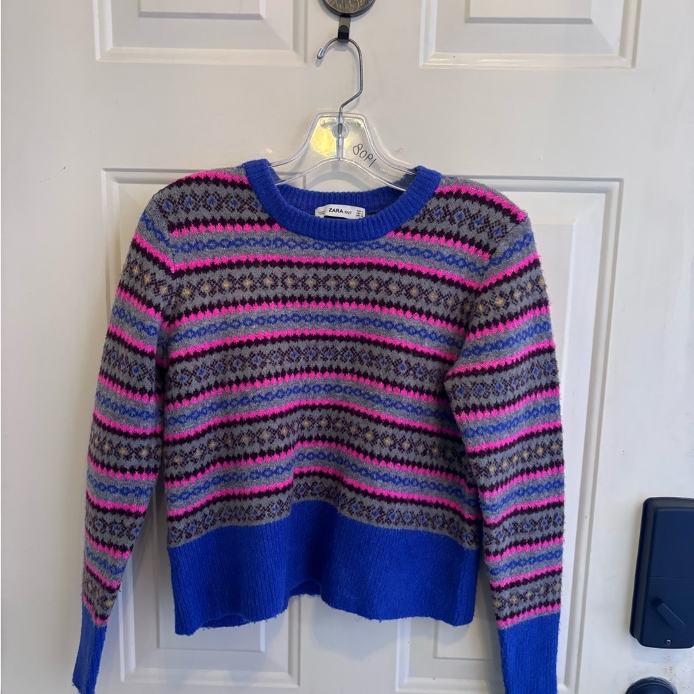 Zara Multicolor Patterned Crew Neck Ski Sweater - image 4